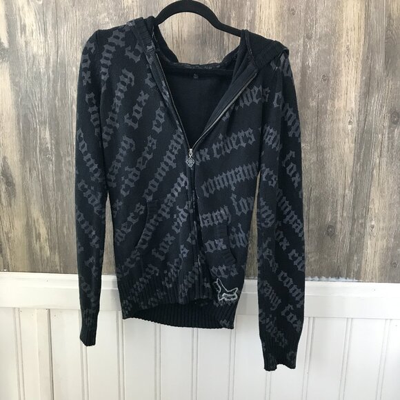 Fox Sweaters - Fox black and gray full zip sweater hoodie size L